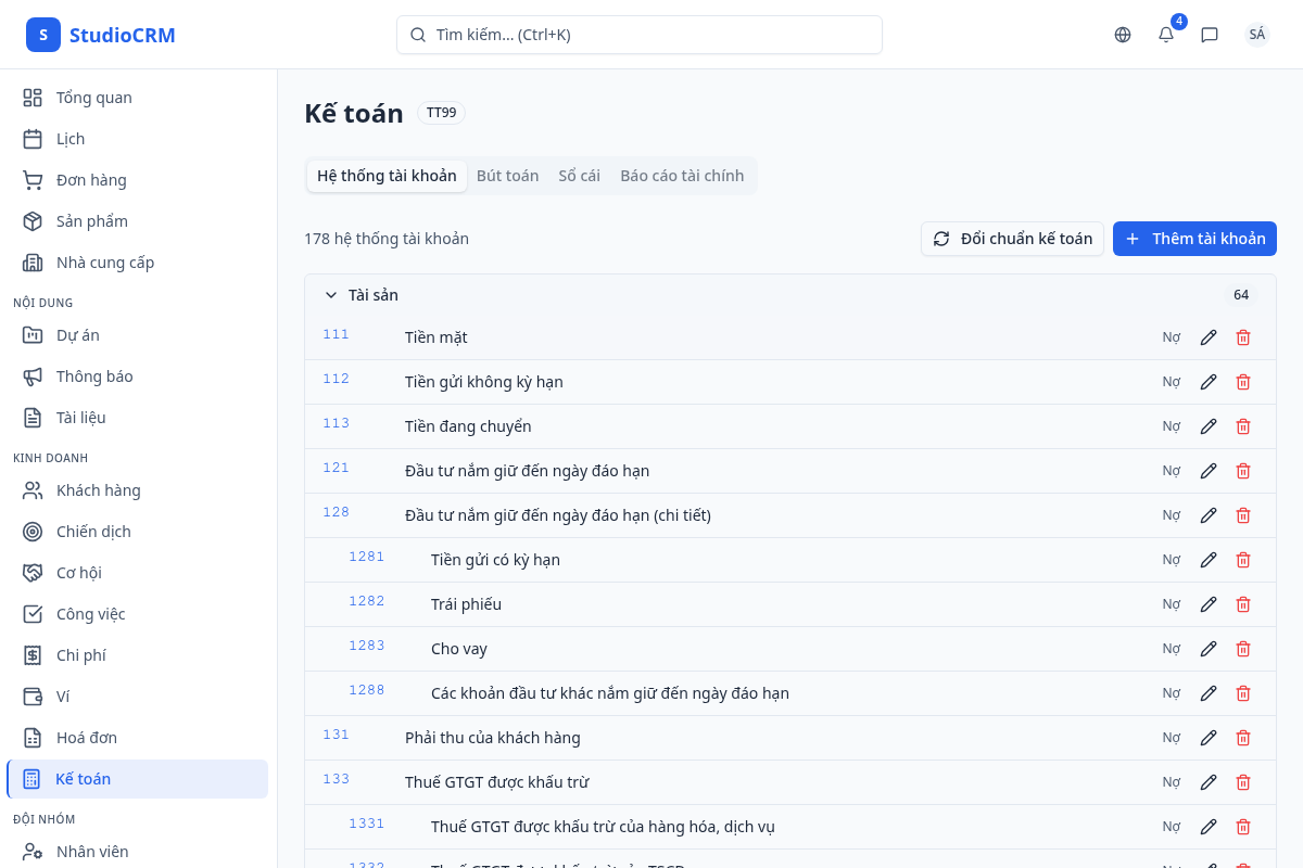 Hệ thống tài khoản