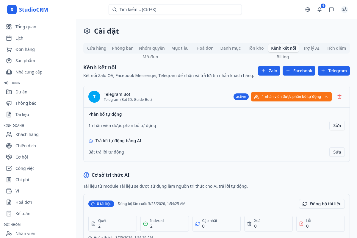 Cấu hình kênh Telegram