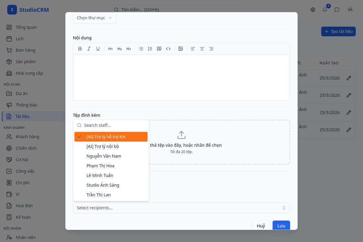 Thêm tài liệu vào Cơ sở tri thức