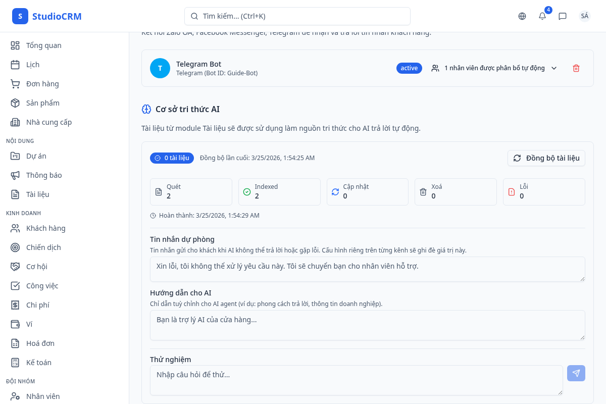 Tin nhắn dự phòng & Hướng dẫn AI