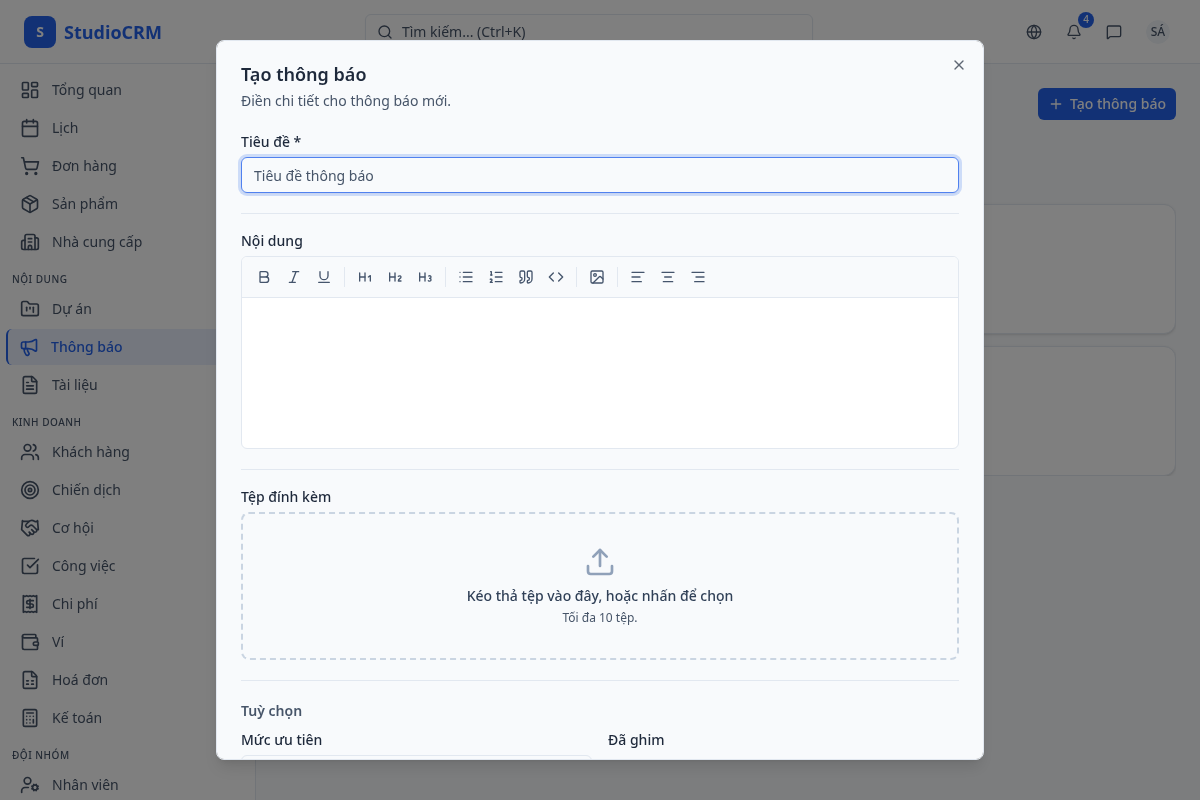 Tạo thông báo với phân phối