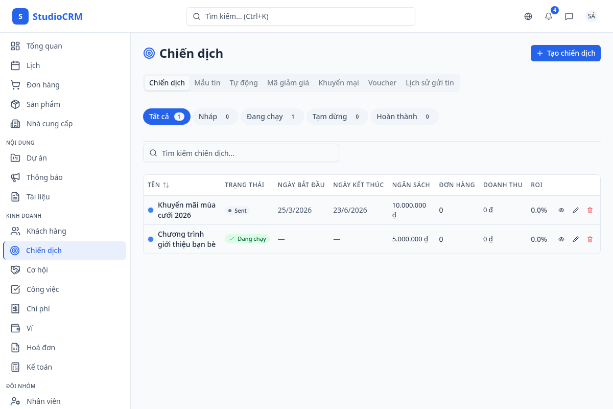 Tổng quan module Chiến dịch