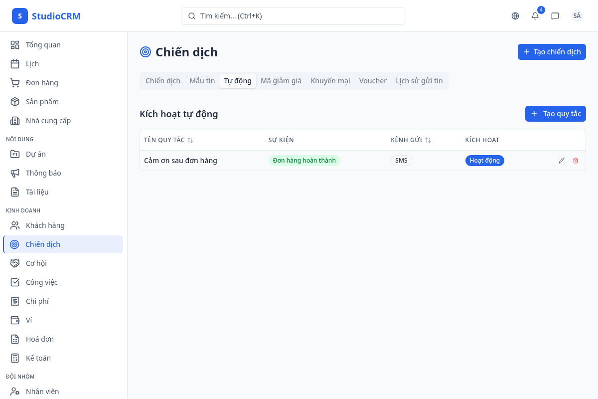 Danh sách tự động hoá