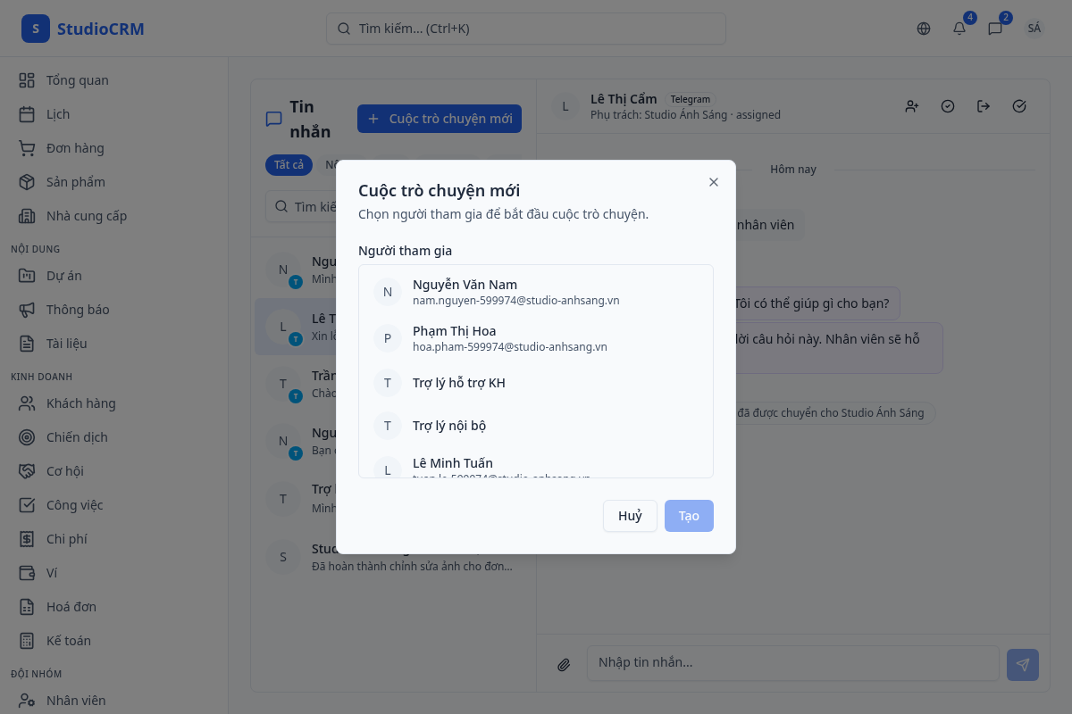 Tạo cuộc trò chuyện mới
