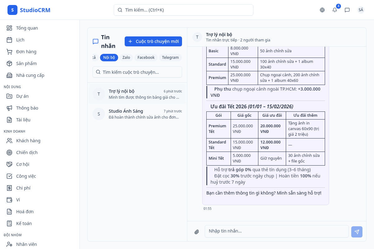 Trò chuyện với trợ lý AI