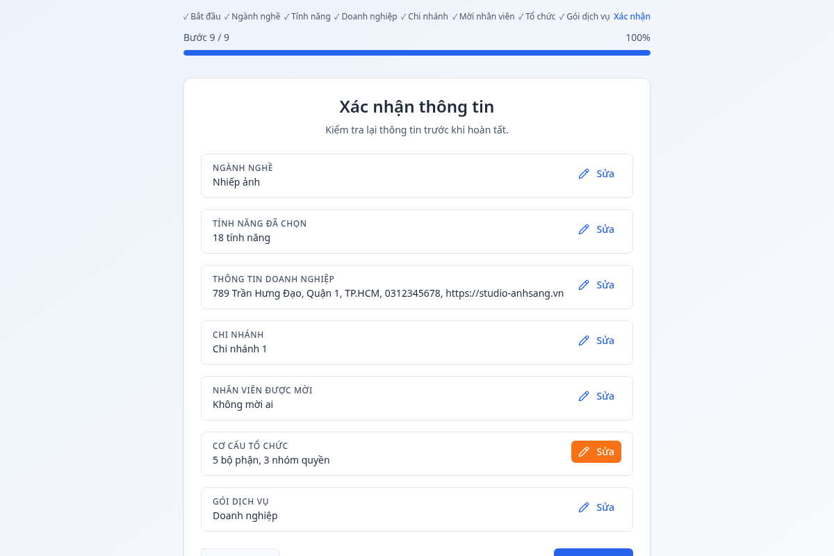 Xem lại và hoàn tất