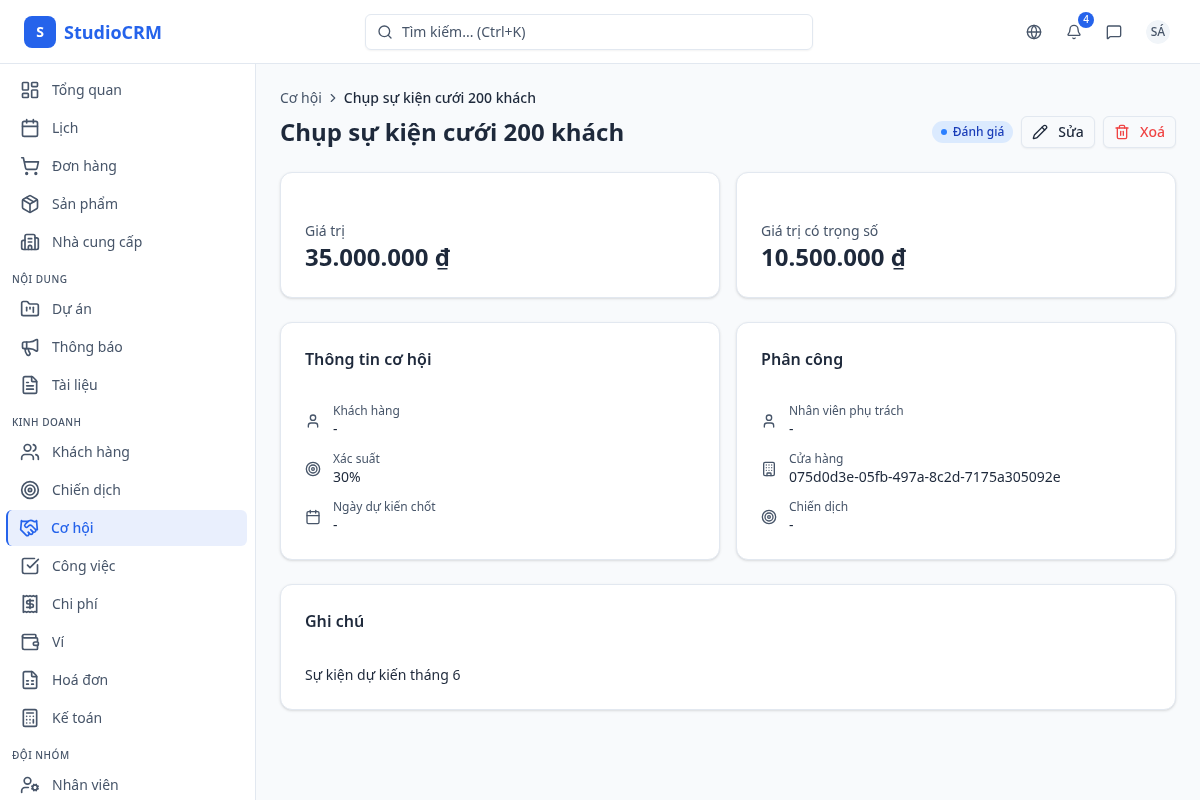 Chi tiết cơ hội