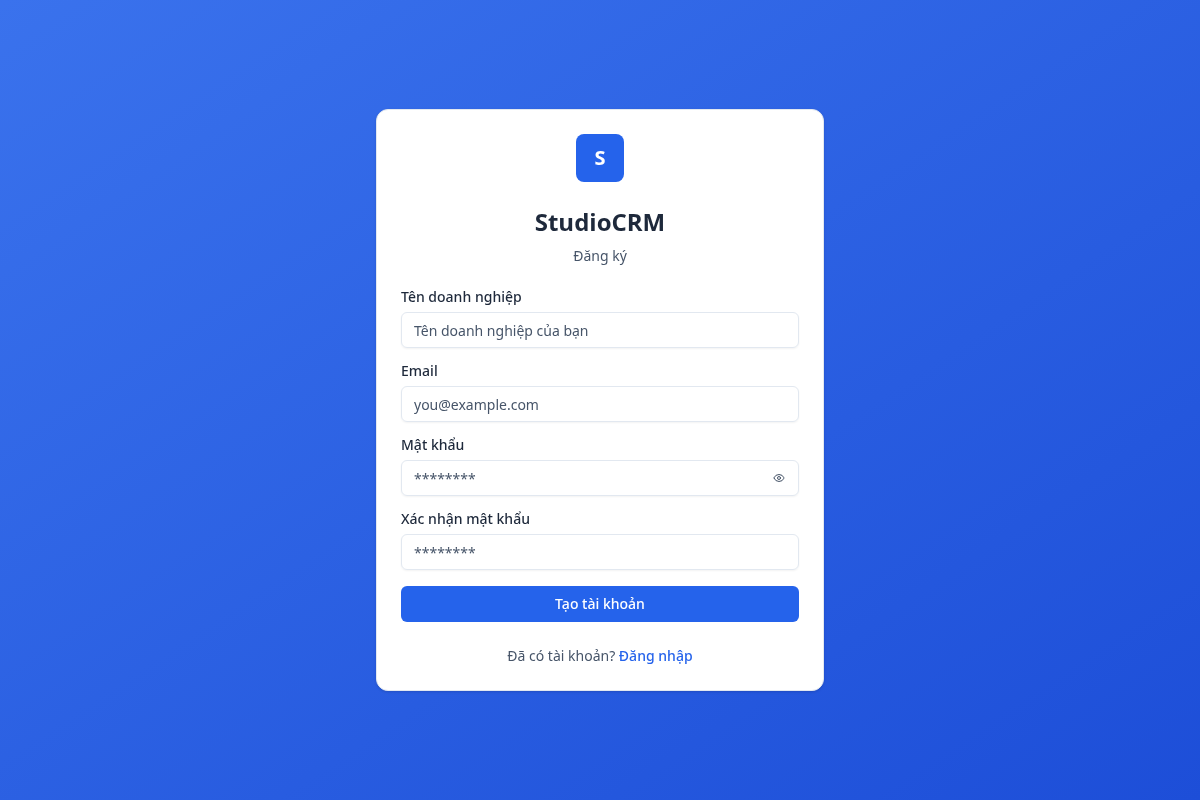 Trang đăng ký StudioCRM