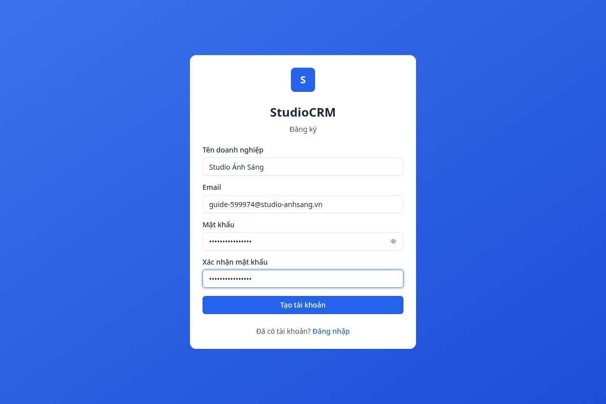 Điền biểu mẫu đăng ký