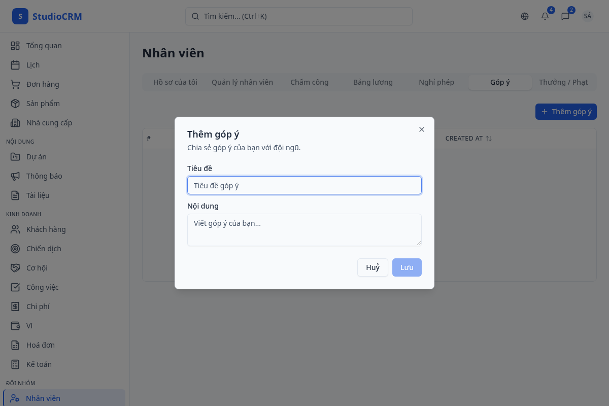 Phản hồi nhân viên