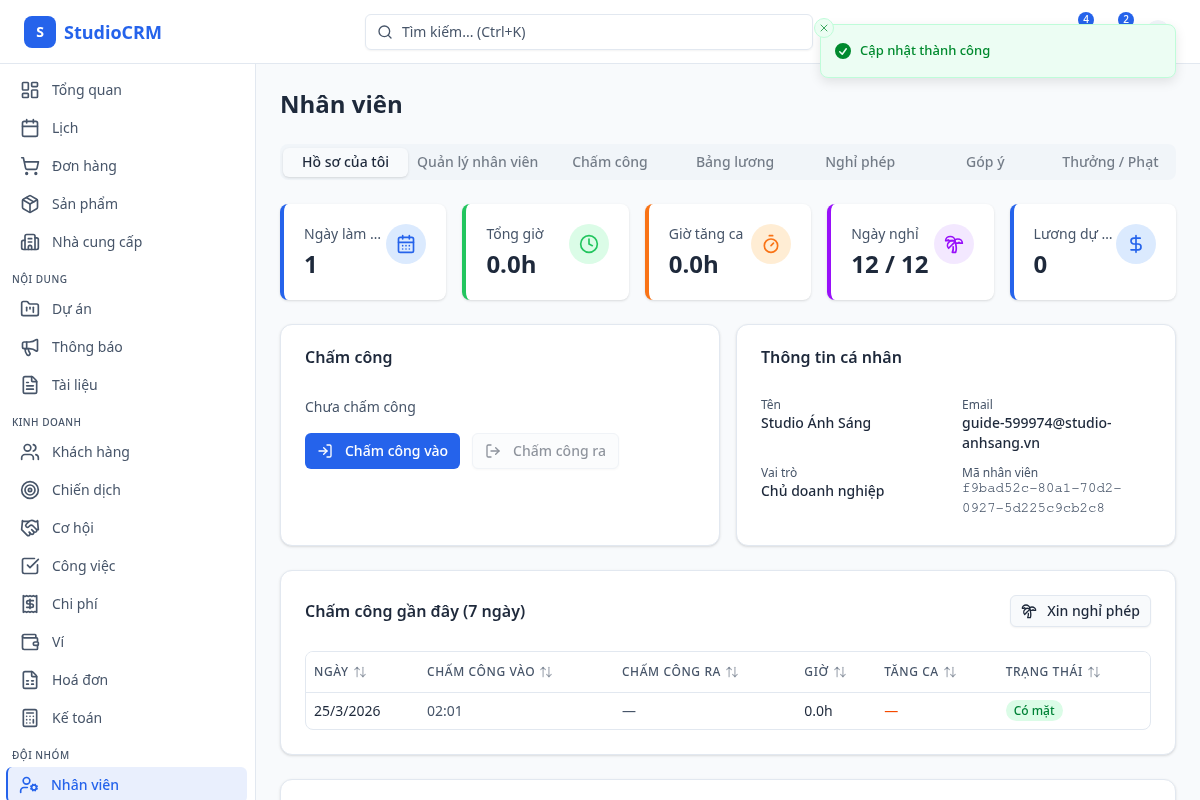 Chấm công chi tiết