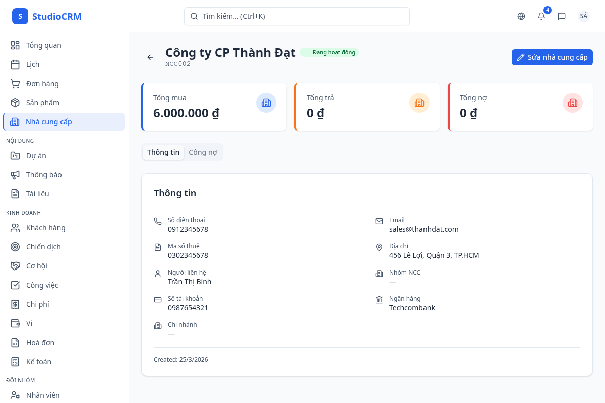 Chi tiết nhà cung cấp