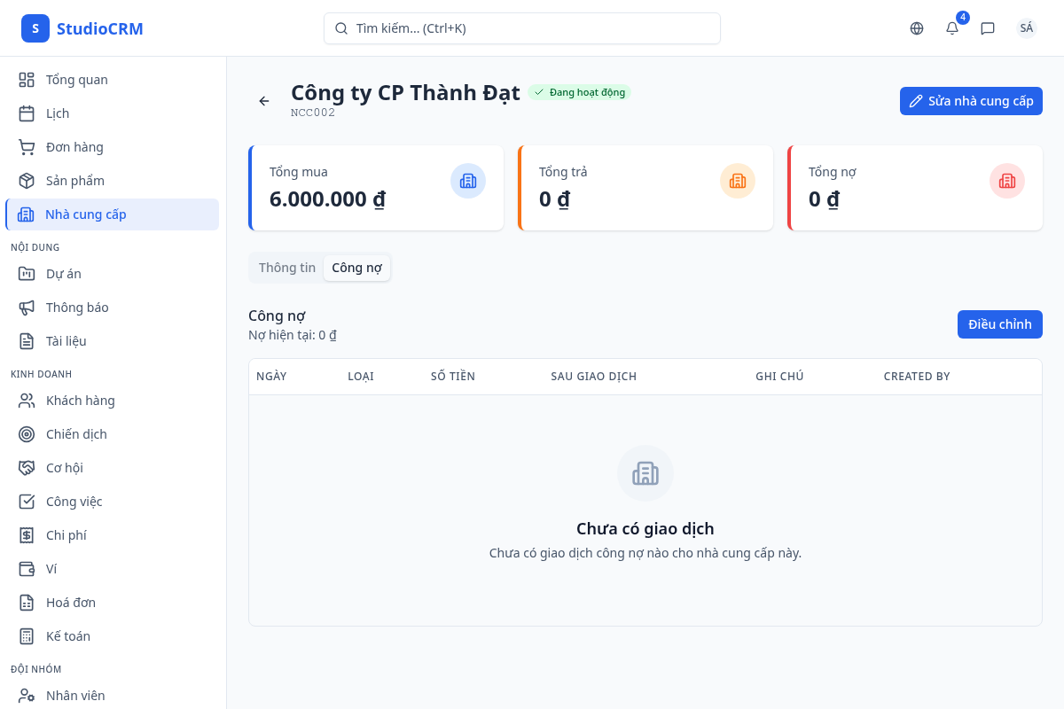 Quản lý công nợ